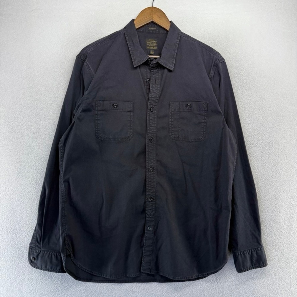 Lucky Brand Shirt Mens Large Black L-54C Workwear Utility  Military Herringbone
